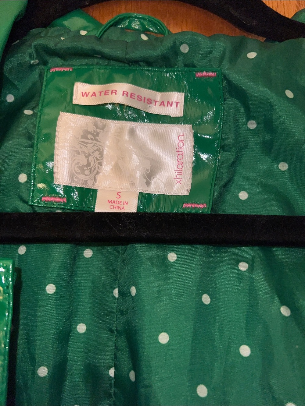 Xhilaration Shiny Green Hooded Rain Jacket - Picture 2 of 3